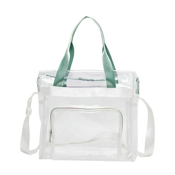RBCKVXZ Clear Beach Bag for Stadium Events, 12x6x12, Transparent Tote Bag with Reinforced Strap, Waterproof, Sandproof for Sports Work Travel Pool (Green)