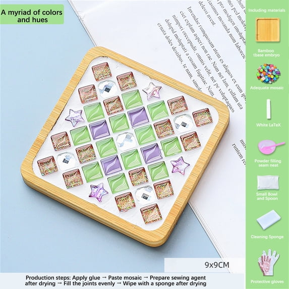RBCKVXZ Crafts Mosaicss Tile Set Wooden Cup Mats Mixed Color Mosaicss Set Crafts Pack 6ml, Kitchen Gadgets