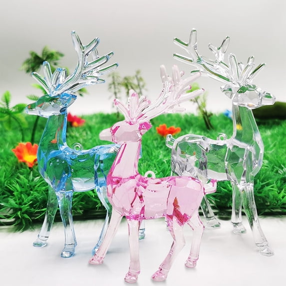 RBCKVXZ Crystal Reindeer Ornament 3.2"x5.6", Sparkling Glass Desktop Decor for Christmas Mantel Centerpiece, Hanging Pendant for Window Tree Wedding Party Home Shelf