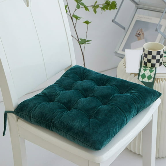 RBCKVXZ Crystal Velvet Chair Cushion with Ties Ultra Soft Warm Floor Cushion for Kids Reading Nooks Comfortable Squares Seat Cushion for Adult 15.7”x15.7”, Green