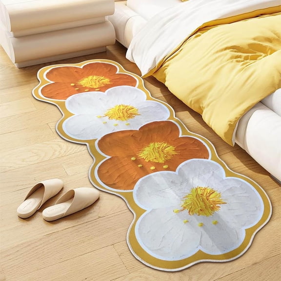 RBCKVXZ Cute Green Floral Area Rug, Floral Garden Bath Mat, Irregular Plush Carpet with Colorful Flower Pattern, Non-Slip Tufted Floor Runner for Bathroom, Bedroom and Kitchen (47x16 in)