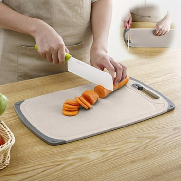 RBCKVXZ Cutting Boards for Kitchen, 14X8 Doubles Sided Chopping Board, Large Buckwheat Cutting Boards with Easy-Grip Handles, Beige