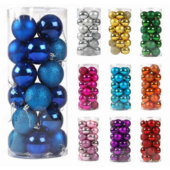 RBCKVXZ Dark Blue 1.18"/3cm Christmas Balls Christmas Tree Decorations Ornaments Shatterproof Hanging Balls for Holiday Birthday Wedding Party Christmas Decorations Ornaments Set of 24pcs