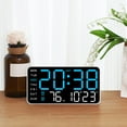 thumbnail image 1 of RBCKVXZ Digital Wall Clock with Voice Control, Duable Alarm with LED Screen Dispaly, Auto DST, Temperature for Living Room, Bedroom, Desk Decor, Mounted, Gifts for Elderly (Blue,8.46x4.33Inch), 1 of 6