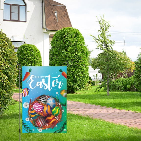 RBCKVXZ Easter Garden Sign 12x18 Inch Spring Garden Outdoor Sign Personalized Easter Decorations Double Sided Easter Yard Decoration Gift for Easter Decorations, Happy Easter Gifts