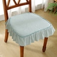 thumbnail image 1 of RBCKVXZ European Style Chair Cushion - Blue Lace Ruffle Seat Pad | Non-Slip with Fixed Rope, Washable Polyester Cushion for Dining Office Car Home, 18x18, 1 of 6
