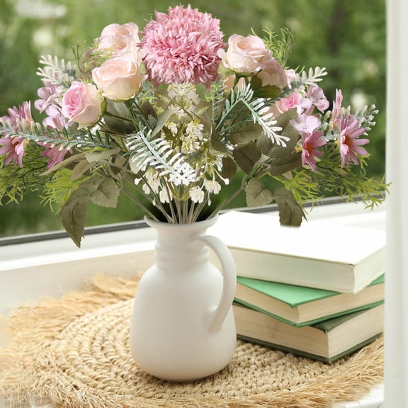 RBCKVXZ Fake Artificial Flowers Bouquet for Decoration, Silk Floral Arrangements Faux Flowers Plant Wedding Bride Bouquets Tables Centerpieces for Home Indoor Vase Floral Table Decor (Purple, 11 In)