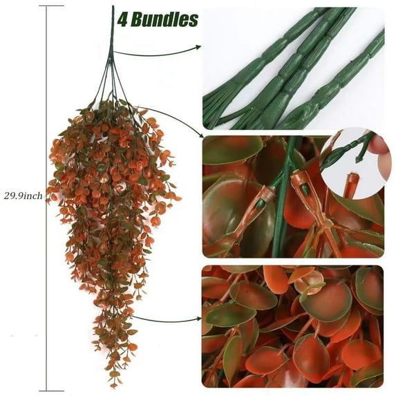 RBCKVXZ Fall Artificial Flowers - Red Thanksgivings Outdoor Hanging Vine Plants 29" Faux Hanging Wall Plants Fake Ivy Room Decor Home Garden Wedding Party Indoor Outdoor Decorations