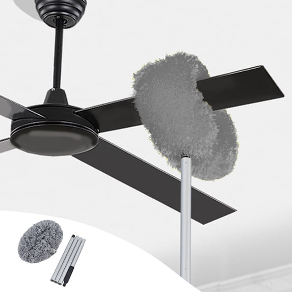 RBCKVXZ Fan Cleaner Duster Reusable Microfiber Ceiling Fan Blade Cleaner Removable Duster with Extension Pole Adjusts 13 to 55 Inch for Cleaning Walls Bookshelves Furniture Door Window Top (Gray)