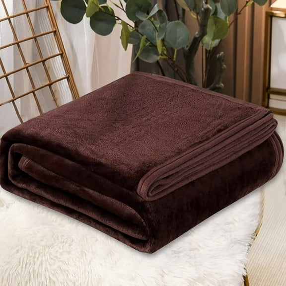 RBCKVXZ Flannel Fleece Throw Blanket Chocolate - Super Soft Plush Microfiber Solid Blanket for Couch, Bed, Chair, Sofa - Fuzzy Cozy Lightweight - 27x39 Inch