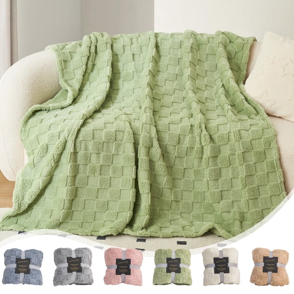 RBCKVXZ Fleece Throw Blanket for Couch - (Green, 27"x39") Thick Warm Nap Blanket for Bed, Fluffys Striped Reversible Blanket for Chair, Sofa