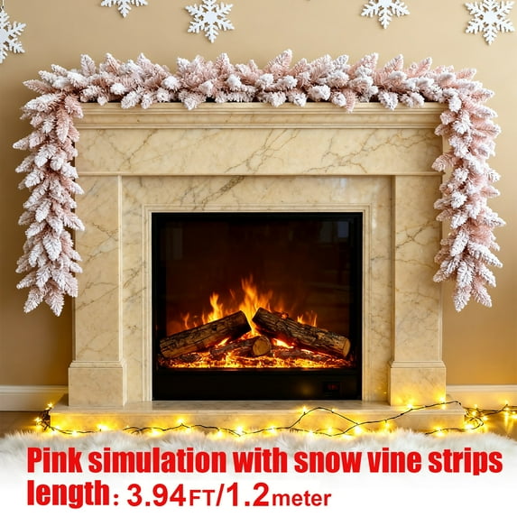 RBCKVXZ Flocked Snowflake Frosted Christmas Garland - Artificial White Cedar Garland for Xmas Tree, Door & Winter Holiday