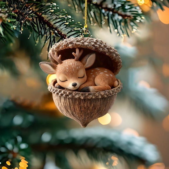 RBCKVXZ Forest Animal Acorn Ornaments, 2D Cozy Forest Ornaments for Christmas Tree, Pine Cone Animal Decoration Hanging Home Decor Xmas Gift Fillers