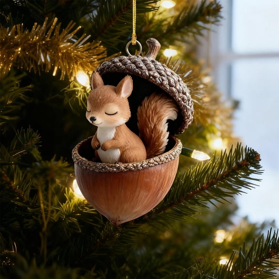 RBCKVXZ Forest Animal Acorn Ornaments, 2D Cozy Forest Ornaments for Christmas Tree, Pine Cone Animal Decoration Hanging Home Decor Xmas Gift Fillers
