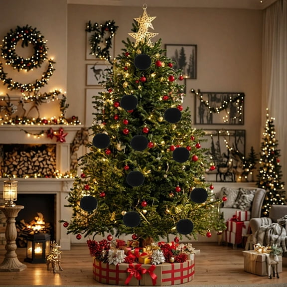 RBCKVXZ Furry Christmas Ball Ornaments for Xmas Tree, Round Hanging Decorations Christmas Party DIY Crafts Supplies for Indoor Outdoor Fireplace Mantel Home Wall Decor (1PC,Black)