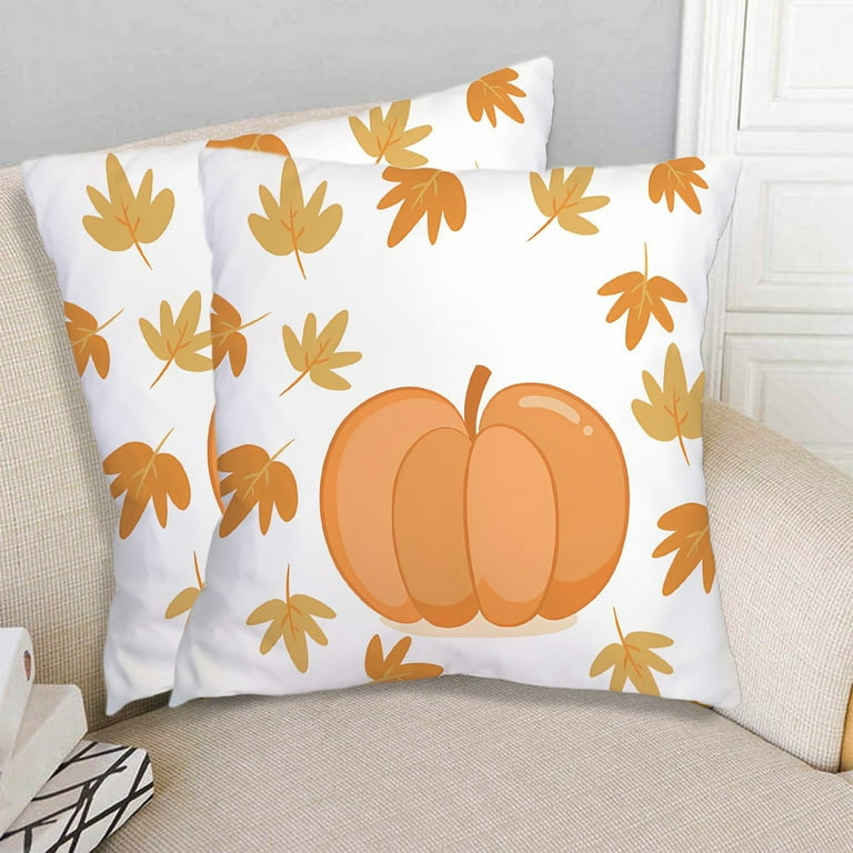 RBCKVXZ Halloween Decorations Indoor Outdoor on Clearance 2Pcs Fall Pillow Covers Burnt Orange Pumpkin Themed Thanksgiving Print Decorative Throw