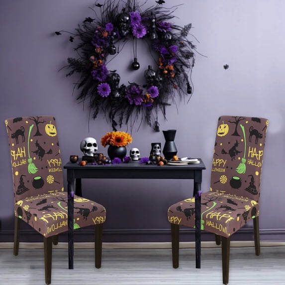 RBCKVXZ Halloween Dining Chair Cover, Stretch Kitchen Chair Cover, Washable Dining Chair Cover, Chair Slipcovers Protective, for Home, Restaurant, Banquet (Gray)