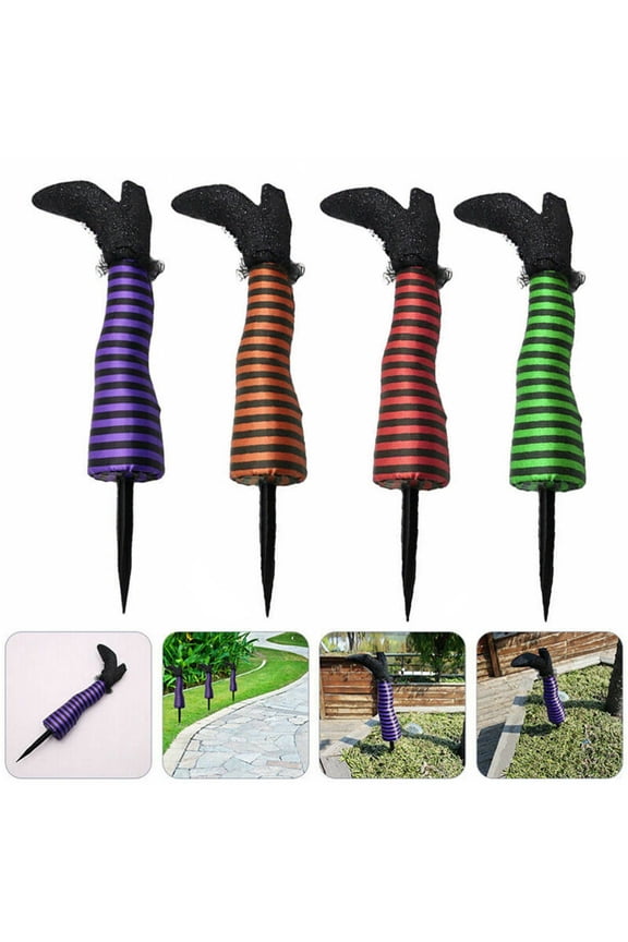 Halloween Wickeds Witch Legs with Stakes, Halloween Decorations, Fake Legs Prank Decor Props (Purple)