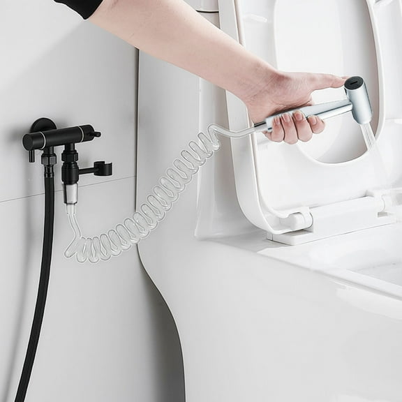 RBCKVXZ Handheld Toilet Bidet Sprayer for Toilet-Adjustable Water Pressure Control with Bidet Hose for Feminine Wash, Stainless Steel Brushed Diaper for Baby Wash (Black)