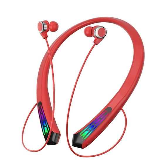 RBCKVXZ Hanging Neck Type Light-emitting Gaming Special Bluetooth Headset Sports Wireless Binaural In-ear Headset Birthday Gifts on Clearance, Red