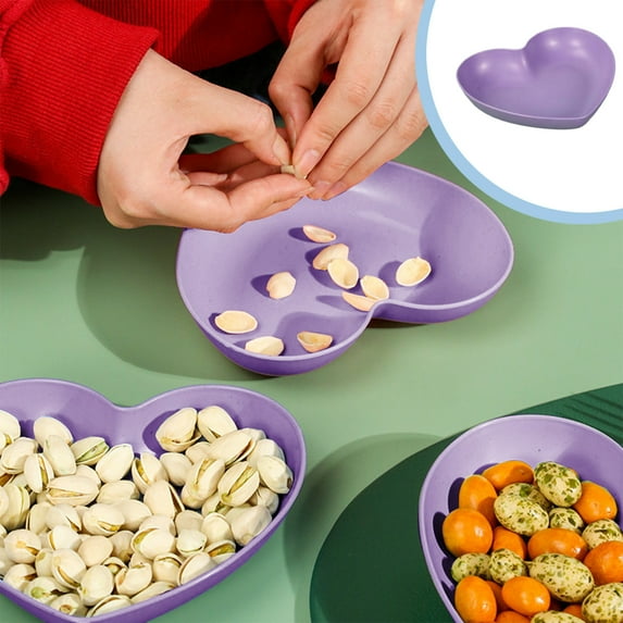 RBCKVXZ Heart Shaped Dessert Salad Plates - (Purple, 1PC) 5.9 Inch Plastic Dinner Plates, for Dessert, Steak, Snacks, Microwave & Oven Safe, Thanksgiving & Christmas Day Gifts