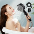 thumbnail image 1 of RBCKVXZ High Pressure Shower Head with Handheld, Plastics Handheld High-Pressure Showerhead with 8 Spray Mode Body Coverage Powerful Rain Showerhead with Water Pipe Base (Black), 1 of 8