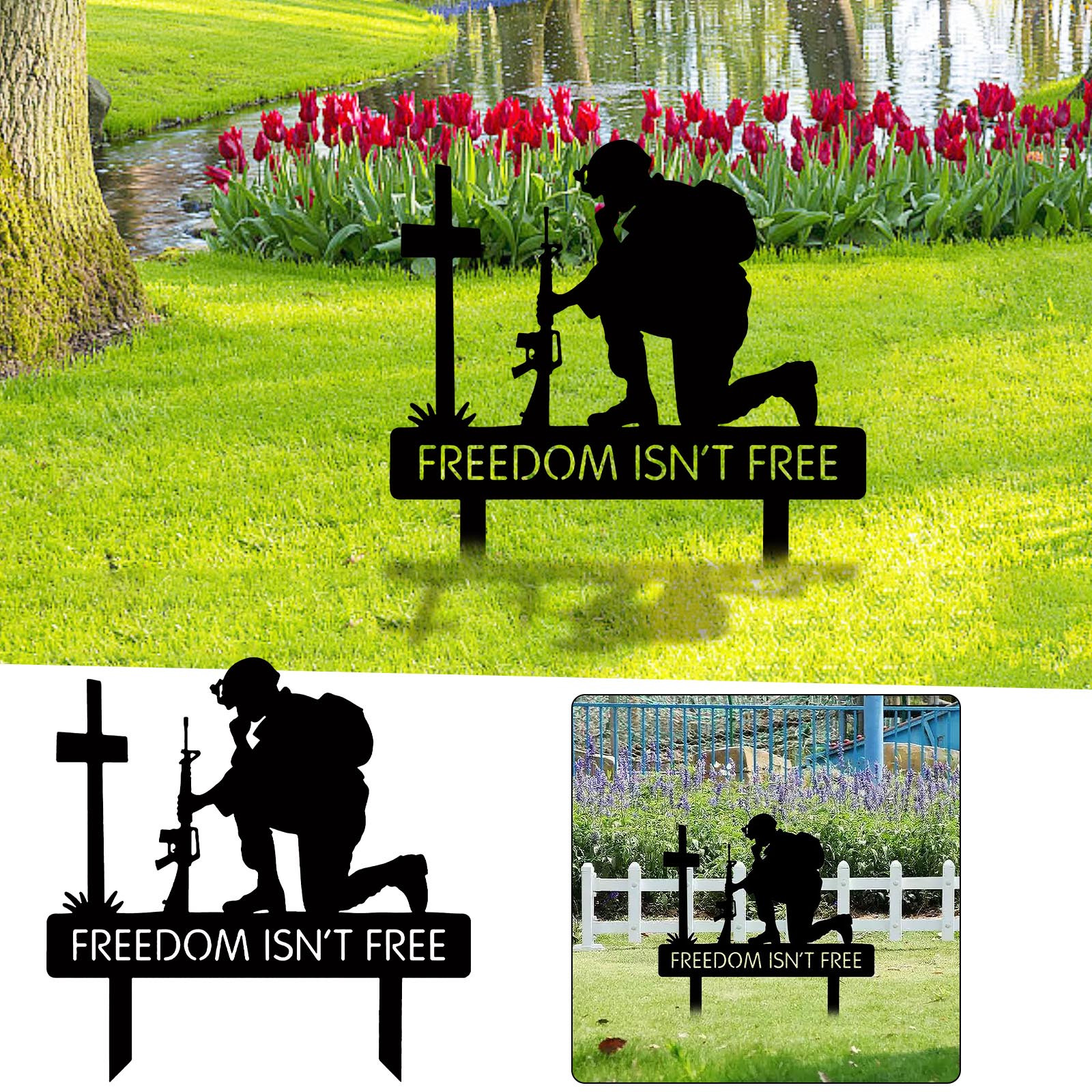 RBCKVXZ Home Decor,Memorial Day Outdoor Decorations, Metal Soldier Yard