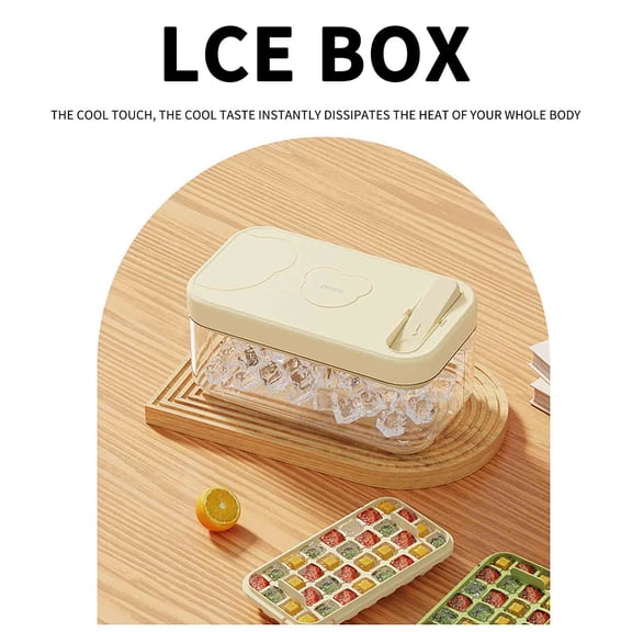 RBCKVXZ Ice Block Mould Food Grade Homemade Ice Block Refrigerator Large Capacity Household Press Ice Storage Box Ice, Kitchen Gadgets, Beige