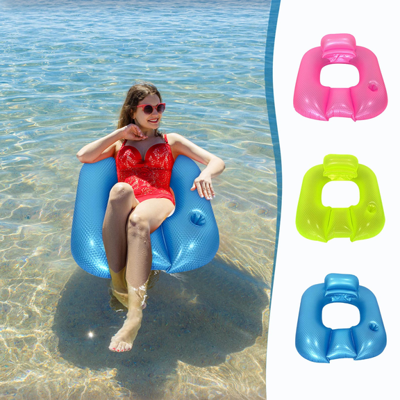 RBCKVXZ Inflatable Pool Lounger 31"x36", Floating Recliner Chair with Backrest, Portable Air Sofa Float for Swimming Pool, Lake, Supports up to 200 lbs