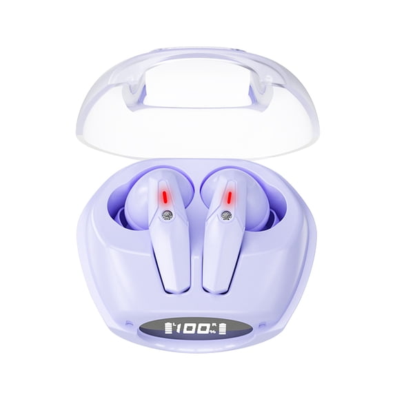 RBCKVXZ Intelligent Digital Display Bluetooth Headset 5.0 Wireless Headphone with Microphone 9D Stereo Gaming Sport Earbuds Headsets Birthday Gifts, Purple