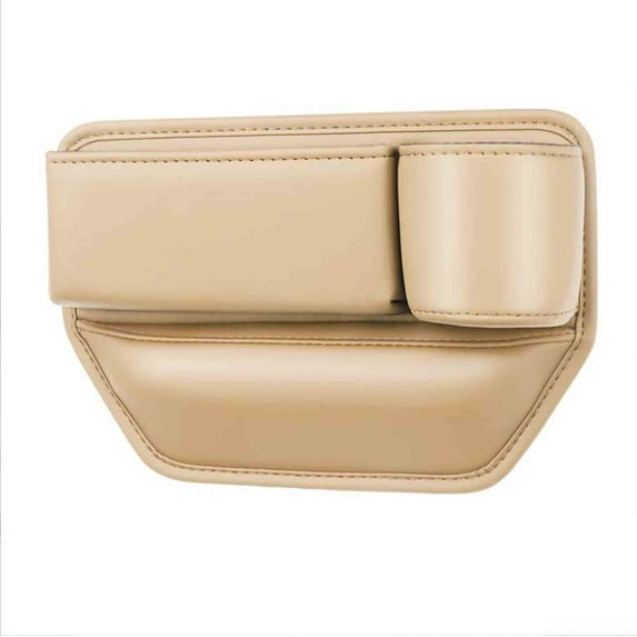 RBCKVXZ Interstice Filler for Car with Cup Holders, Car Seat Interstice Storage Box Leather, Automotive Front Car Seat Interstice Filler Organizer with USB Cable Hole (Copilot Seat-Beige)