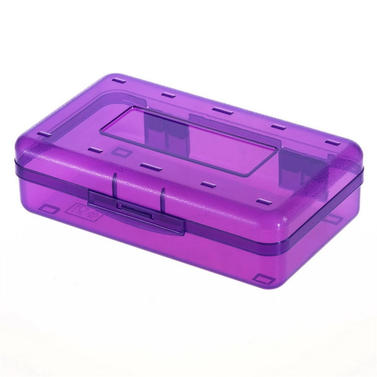 RBCKVXZ Large Capacity Pencil Case Clear Plastic Pencil Box with Snap Tight Lids Stackable Design Portable Pencil Case for Girls Boys School