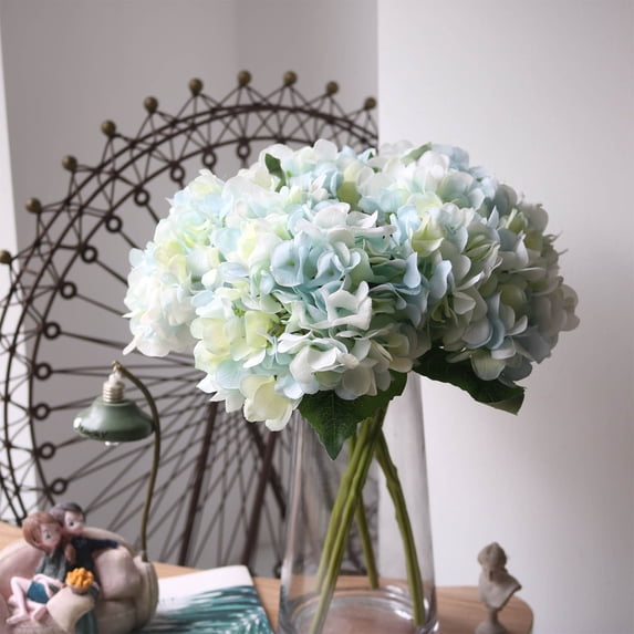 RBCKVXZ Light Blue Artificial Balls Hydrangea Faux Flowers with Bendables Stems for DIY Wedding Centerpiece Fall Decor Home Arrangements (15.7"/pc)