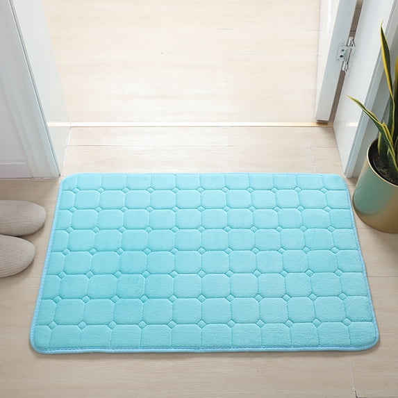RBCKVXZ Memory Foam Bathroom Rugs, Super Water Absorbent, Non-slip, Thick, Washable, Dries Quickly Bath Mat (20x32,Light Blue)