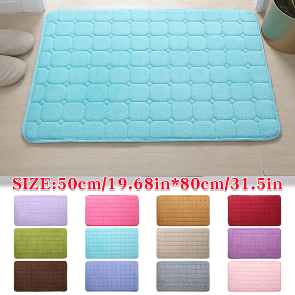 RBCKVXZ Memory Foam Bathroom Rugs, Super Water Absorbent, Non-slip, Thick, Washable, Dries Quickly Bath Mat (20x32,Light Blue)