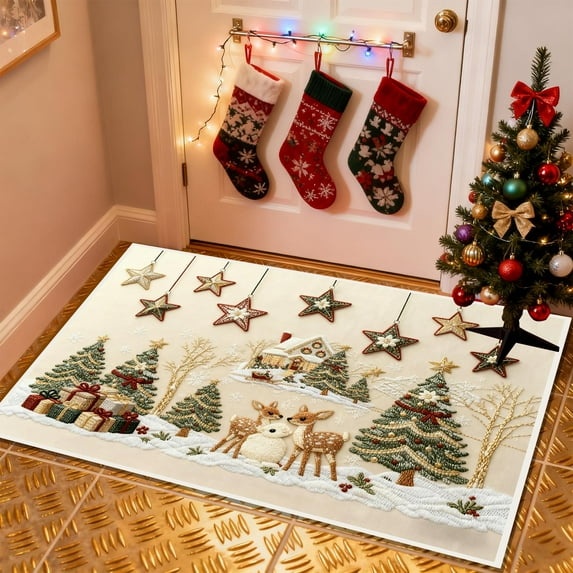 RBCKVXZ Merry Christmas Door Mat Outdoor 24x16 Inch - Winter Holiday Doormat, Absorbent and Non-Slip for Outdoor Entrances Front Door