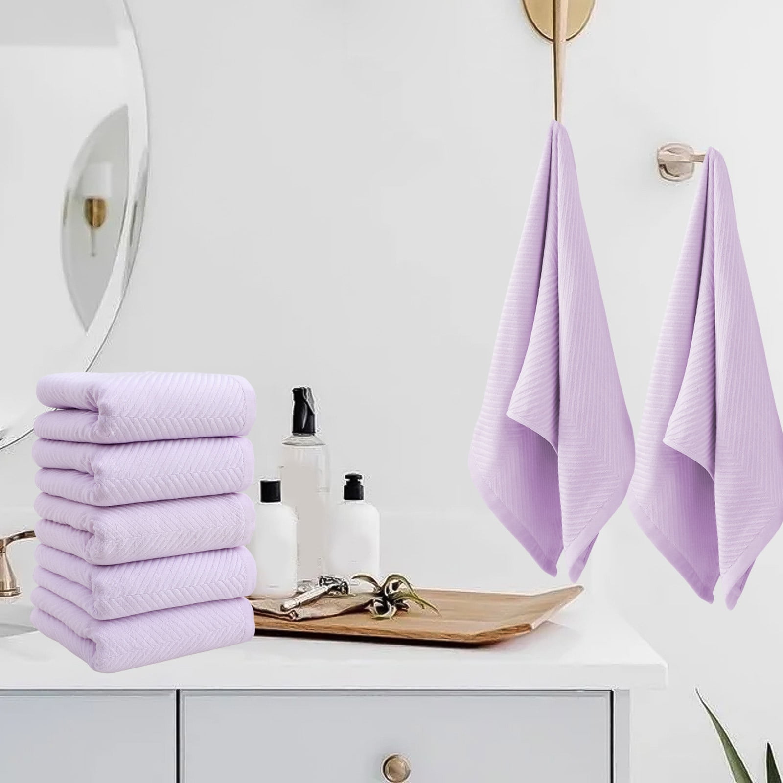 RBCKVXZ Microfiber Washcloths 5 Pack, 14x29 Inch Thin Highly Absorbent and Soft Face Towel for Bathroom, Hotel, Spa, Gym, and Kitchen, Purple