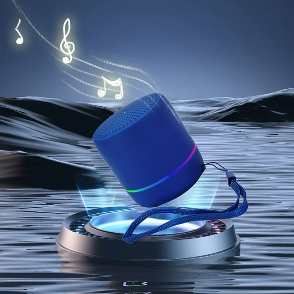 RBCKVXZ Mini Bluetooth Speaker with RGB Light, IPX3 Waterproof Sports Bluetooth Speaker with Hanging Rope for Hiking, Biking, Car, Computers, Parties and Outdoor Activities, Blue