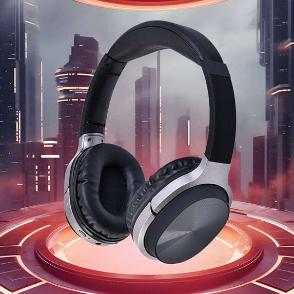 RBCKVXZ Noise Cancelling Headphones with Microphone Wireless Over Ear Bluetooth Headphones, Memory Card and MP3 Playback, Long-Lasting Battery for Travel, Sport, Home Office, Black