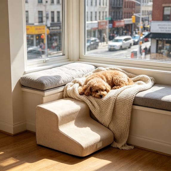 RBCKVXZ Non-Slip Pet Stairs with Soft Foam Core Orthopedic Support, Lightweight Dog Cat Climbing Ladder for Bed Couch Sofa, Ideal for Small Medium Senior Pets