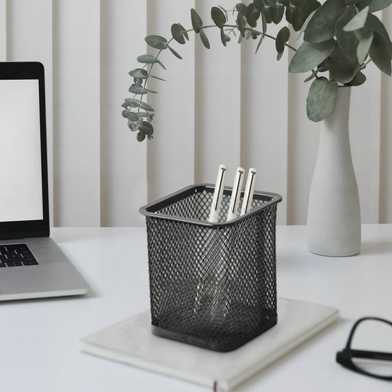 RBCKVXZ Pen Holder Cup for Desk, Metal Mesh Pencil Organizer Cup, Marker Tape Clip Scissors Container for Office Desk (Black)