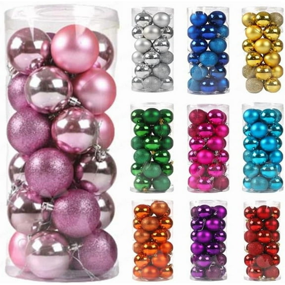 RBCKVXZ Pink 1.57"/4cm Christmas Balls Christmas Tree Decorations Ornaments Shatterproof Hanging Balls for Holiday Birthday Wedding Party Christmas Decorations Ornaments Set of 24pcs