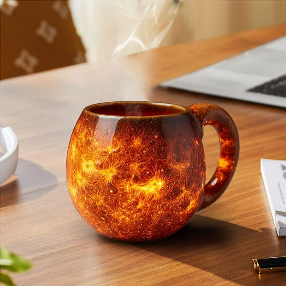 RBCKVXZ Planetary Mug Collection, Unique Space - Themed Coffee Cups, Space Embossed Planet Mugs, Solar System Planet Mugs Set, Earth & Saturn & Sun Mug, Gift for Astronomy Lovers