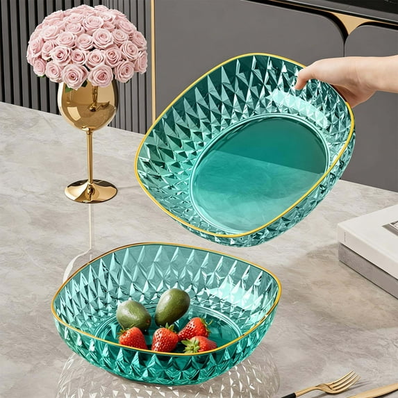 RBCKVXZ Plastic Serving Bowls - 8 inch Square Serving Bowls, Elegant Plastic Bowls for Salad, Party Snack, Popcorn, Chip, Candy, Fruit, Clear