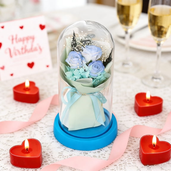 RBCKVXZ Preserved Rose LED Lantern - Handmade Glass Cloche Dried Flower Lamp, Gift for Her & Graduation/Valentine's Day Decor