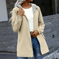 thumbnail image 1 of Chiccall Raincoats for Women Waterproof Zip Up Striped Lined Rain Jacket with Hood Long Trench Coats with Pocket Fashion Hiking Travel Windbreaker Beige XXL, 1 of 7