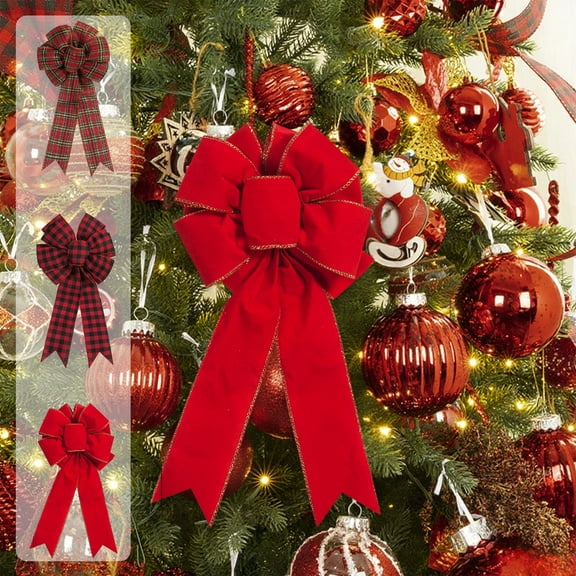 RBCKVXZ Red Christmas Wreath Bow Pre Tied Bow For Christmas Tree Garland And Outdoor Decoration Door Decoration Swag Wreath Garland Fall Winter Boxing Day