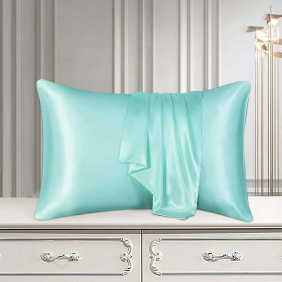 RBCKVXZ Satin Pillowcases for Hair and Skin, Super Soft and Cooling Similar to Silk Pillow Cases with Hidden Zipper, Gifts for Women Men (20"x30" Queen Size, Light Blue)