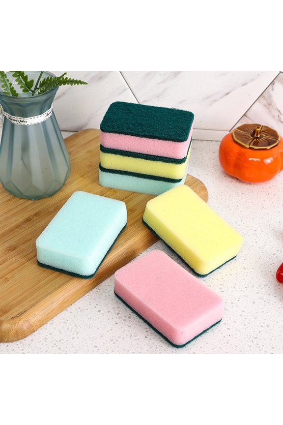 Scrubit Non-Scratch Cleaning Scrub Sponges - 10 Pcs Right Angle Kitchen Sponges for Cleaning Around the Home, Bathroom, Nonstick Pots and Pans (Colorful)