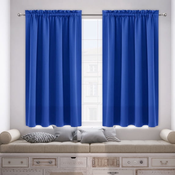 RBCKVXZ Silk Blackout Curtains - Single Panel Solid Thermal Insulated Window Grommet Blackout Drapes/Draperies for Bedroom (37.8" W x 71.7" L, Blue)